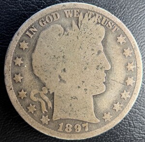 アメリカ合衆国　1897 1/2 ドルバーバードル銀貨　