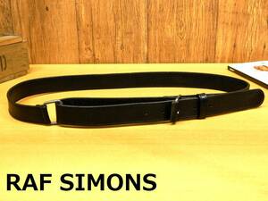 ☆RAF SIMONSラフシモンズの折り返しデザインの革ベルト☆Lサイズ位88～98cm レザー本革 黒ブラック