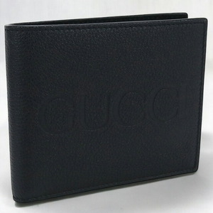 中古 グッチ 二折財布小銭入付き メンズ ブランド GUCCI レザー コインウォレット レザー 658681 ブラック 財布