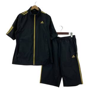 adidas アディダス ジップジャケット＆ハーフパンツ セットアップ size上O下L/ブラック