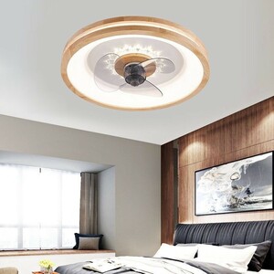 大特価　LEDシーリングファンライト ダイニング照明 リビング 寝室 省エネ 3階段調色 リモコン付 和風　タイプB