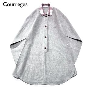 J31　Courreges クレージュ　ビックケープコート　ウールポンチョくるみ