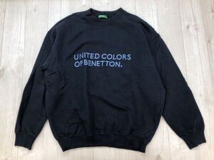 ITALY製 UNITED COLORS OF BENETTON ユナイテッドカラーズオブベネトン Y2K ストリート スウェット トレーナー メンズ 綿100% 裏起毛 紺