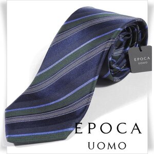 新品1円～★定価1.4万 エポカ ウォモ EPOCA UOMO 日本製 シルク絹100% ネクタイ 織柄 ネイビー 正規店本物 ◆3614◆