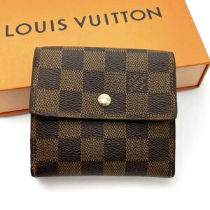 LOUIS VUITTON ルイヴィトン 折財布 ダミエ Wホック ポルトフォイユ エリーズ ブラウン 茶