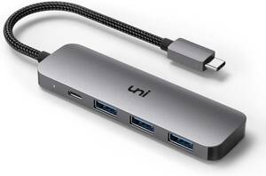 USB Cハブ、uni 4-in-1 USB Cアダプター 3つのUSB 3.0ポート付き 100W USB-C PD充電ポート Thunderbolt 3 USB Type C - USB 3.0/385