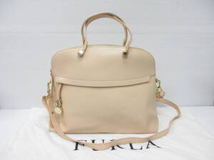 9/ FURLA フルラ ハイパー 2WAY ハンドバッグオレンジ系ベージュ ショルダー a