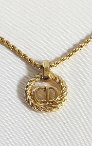 １円～　Christian Dior　クリスチャン・ディオール　サークルCDロゴゴールドネックレス　レディース　GP