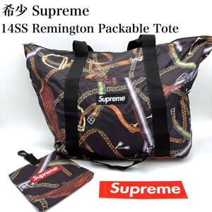 レア Supreme 14SS Remington Packable Toteトートバッグ ナイロン エコバッグ 総柄 シュプリーム マルチカラー ハンドバッグ Bag Tote