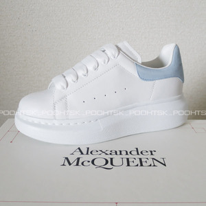 ALEXANDER McQUEEN KIDSアレキサンダー マックイーン キッズLARRYカーフ レザー ロゴ オーバーサイズ レイズドソール スニーカー26ホワイト