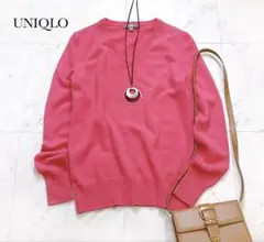 美品 UNIQLO ユニクロ カシミヤ100%ニット ピンク Vネック M