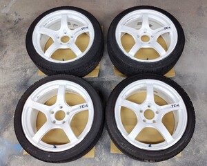 ADVAN Racing TC-4 17インチ 8J +45 4本 PCD114.3 5H ホワイト 215/40R17 ヨコハマ アドバンレーシング ビッグキャリパーOK 4POT 手渡しOK 