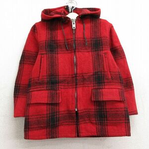 古着 ジョンソン 長袖 ビンテージ ウール ジャケット パーカー キッズ ボーイズ 子供服 70s タロン 赤他 レッド チェック 23dec09 2OF