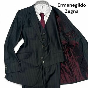 未使用級◎シルク混!!XLサイズ位!!エルメネジルドゼニア【圧倒的な高級感】Ermenegildo Zegna シェルボタン スリーピース グレー◎メンズ