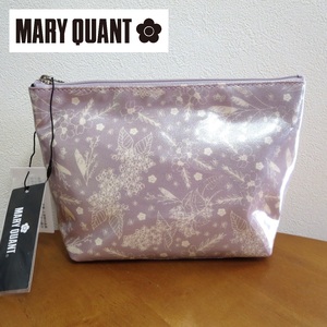 【新品 未使用】MARY QUANT（マリークヮント）スプリングブルーム舟型ポーチ パープル バッグIN デイジー 化粧収納ポーチ 日本製 送料390円