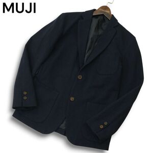 MUJI 無印良品 秋冬★ ウール アンコン テーラード ジャケット ブレザー 紺ブレ Sz.S　メンズ ネイビー　A4T12042_B#N