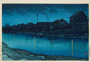 川瀬巴水　版画 　東京二十景　大森海岸　昭和五年　 ポスターサイズ　56×37.8ｃｍ　複製　◆新版画　小原古邨　吉田博