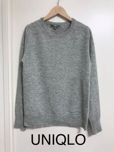 ユニクロ UNIQLO カシミヤラウンドネックセーター　クルーネック　カシミヤ100％ グレー　M ニットセーター　141121