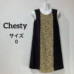 【美品】Chesty　チェスティ　日本製 ヒョウ柄  袖なし タイト ワンピース