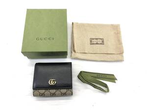 ■美品 GUCCI グッチ GGマーモント 二つ折り財布 735763 2149 ブラック ミニ ウォレット ファスナー式 ■