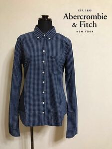 【新品】 Abercrombie & Fitch アバクロンビー&フィッチ ボタンダウン レディース シャツ チェック柄 ネイビー トップス サイズM 長袖