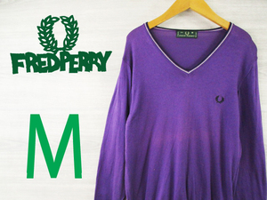 FREDPERRY フレッドペリー イタリア製 ＜コットン Vネック 薄手 ニット＞BTS着用ブランド●M1434m