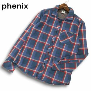 phenix フェニックス 春夏 麻 リネン混★ 長袖 ワーク チェック シャツ Sz.S　メンズ アウトドア　C4T07571_8#A