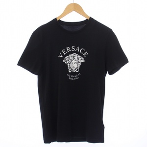 ヴェルサーチ ヴェルサーチェ VERSACE Tシャツ カットソー 半袖 クルーネック メデューサ プリント S 黒 ブラック A88659 /BM メンズ