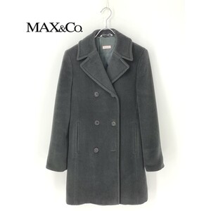 A9941/美品 秋冬 Max&Co. マックスアンドコー ウール カシミヤ ダブルブレスト ロング 膝丈 トレンチコート ji38 M程 灰色 レディース