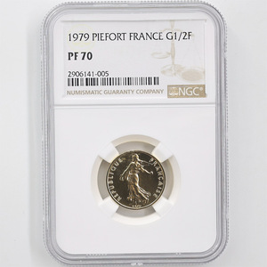 1979 フランス 種を蒔く女神 1/2フラン ピエフォー 金貨 プルーフ NGC PF 70 最高鑑定 完全未使用品