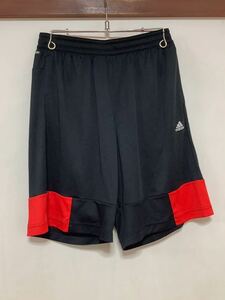 K-1361 adidas アディダス ジャージハーフパンツ トレーニングパンツ L climalima ブラック/レッド ショートパンツ 半パン