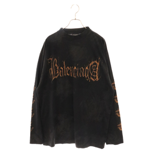 BALENCIAGA バレンシアガ 23SS デストロイ加工ヘビーメタル長袖カットソー 739783 T0VE1 ブラック