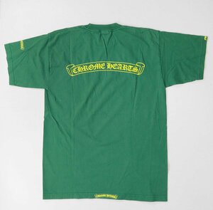 CHROME HEARTS ◆ ロゴプリント Tシャツ グリーン Lサイズ USA製 半袖 ポケT カットソー クロムハーツ ◆RN15