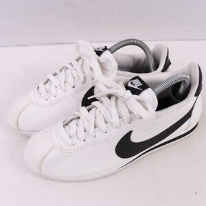 WMNS CLASSIC CORTEZ LEATHER 26.5cm/NIKE クラシック コルテッツ レザー ナイキ 古着 中古 白 ホワイト 黒 レディース スニーカー xx8466