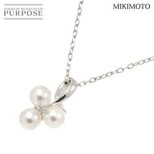 ミキモト MIKIMOTO アコヤ真珠 5.2-5.1mm ダイヤ ネックレス 40cm K18 WG ホワイトゴールド 750 パール Pearl Necklace 90247449