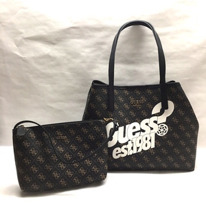 超美品 GUESS トートバッグ VIKKY Tote ブラウン ブラック SZ699523 [jgg]