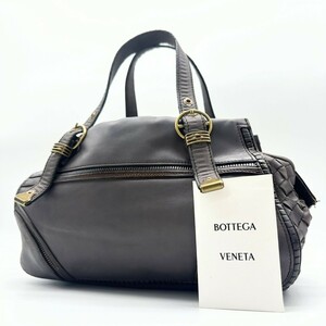 美品☆BOTTEGA VENETA ボッテガヴェネタ ハンドバッグ レザー イントレチャート ブラウン ショルダーバッグ 編み込み 正規品 レディース