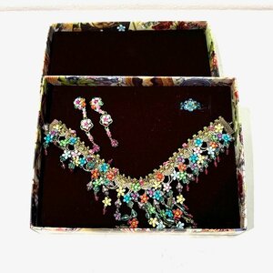 Michal Negrin ミハエルネグリン アクセサリー 3点 セット ネックレス 指輪 ピアス まとめ キラキラ 花 豪華 アクセ 装飾品 HMY