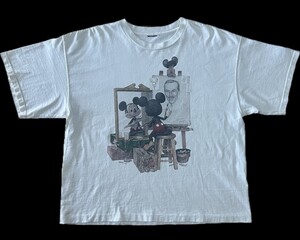 ヴィンテージディズニーTシャツ 90s DISNEY MICKEY MOUSE NORMAN ROCKWELL PARODY TEE サイズXL ノーマンロックウェル ミッキーマウス