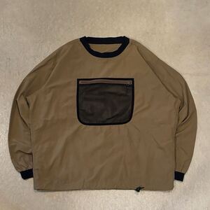 【BURLAP OUTFITTER】バーラップアウトフィッター ナイロン ポケット 長袖Tシャツ キャメル メンズ M ロンT アウトドア カットソー 古着