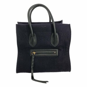 CELINE / セリーヌ | ラゲージ ファントム ウールフェルト レザー トートバッグ | ネイビー | レディース