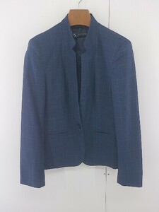 ◇ ZARA ザラ チェック 長袖 ジャケット サイズEUR 36 USA 4 MEX 26 ネイビー レディース E