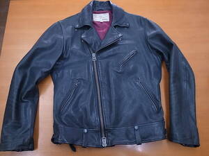 MサイズAVIREXダブルライダースジャケット羊革シープスキン/ラムレザー/アヴィレックス紺色ネイビーW Leather Riders Jacketロンジャン