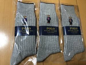 送料込 新品 POLO 靴下 ポロ ラルフローレン メンズ ソックス 紳士 3足セット 25-27cm ベア くま o5