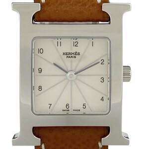 エルメス HERMES Hウォッチ HH1.210 腕時計 SS レザー クォーツ アイボリー レディース 【中古】