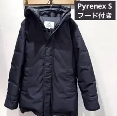 美品 Pyrenex ピレネックレス ダウンS 黒ロゴ ネイビー ブラック