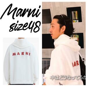 【定価11.7万】上杉柊平 MARNI マルニ ロゴ フーディ パーカー 48