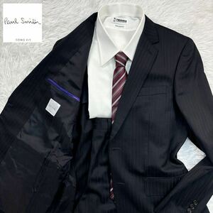 極美品!!! 現行タグ 近代モデル Paul Smith ポールスミス SOHO FIT セットアップ スーツ ブラック 黒 ストライプ メンズ 2B