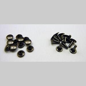 即決/単面カシメ/黒ニッケル/長足・頭8mm・足10mm/100組/E3