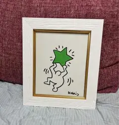 Keith Haring 油彩 油絵 肉筆 額縁